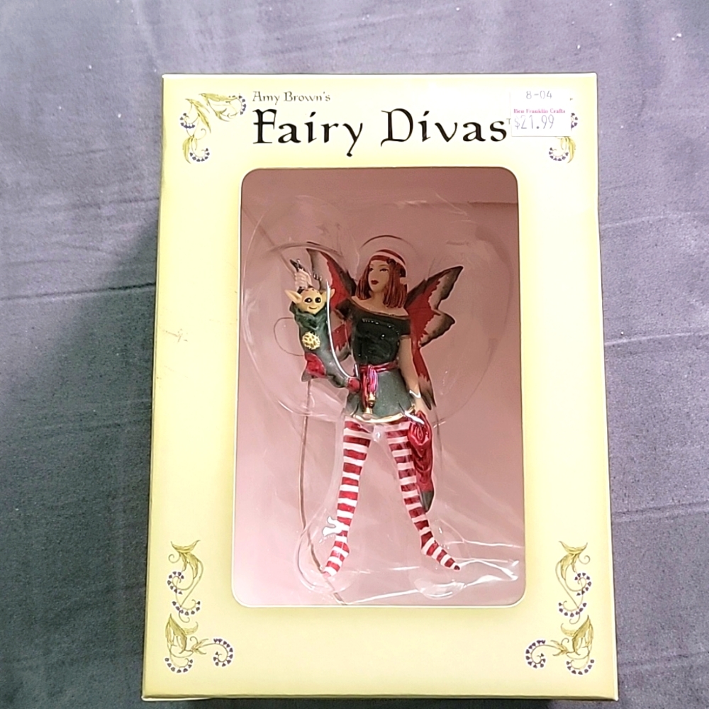 NIB 2002 Vintage Amy Brown Fairy Divas Christmas Stocking Diva Ornament #87830